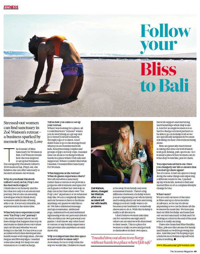 The Scotsman Magazine: Follow your Bliss to Bali