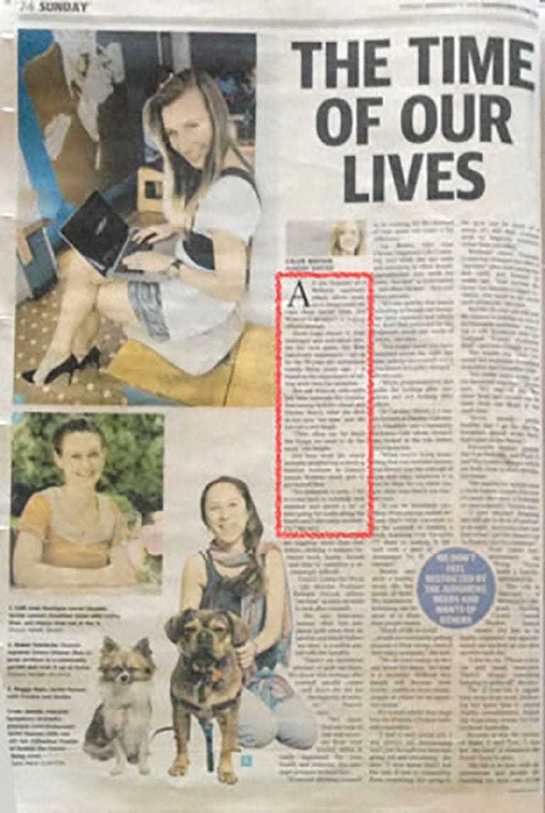 Sunday Mail Newspaper: The Time Of Our Lives 1