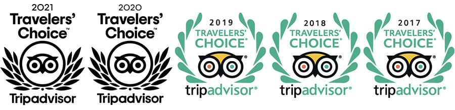 Trip Advisor Travelers' Choice 2017, 2018, 2019, 2020, 2021