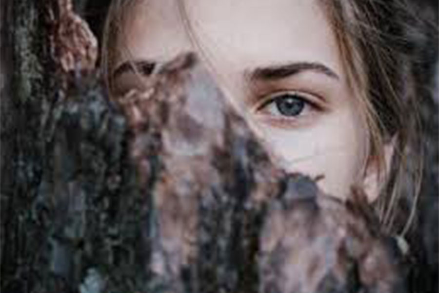 Girl behind veil